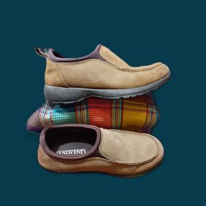 Lands' End Ladies Leather Slip On Brown Shoes / Low Boots Size 7 Fall Footwear